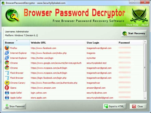 Browser Password Decryptor programı